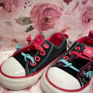 Toddler Black and Pink Converse Sneakers
